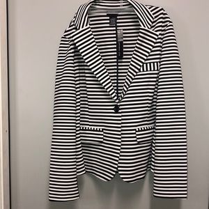 Soho apparel black and white striped blazer size large (nwt)